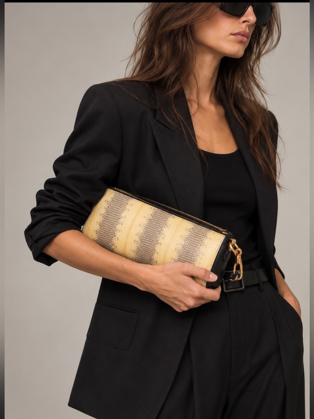 Alexander Wang Snakeskin Clutch Pelican Shoulder Crossbody Bag
